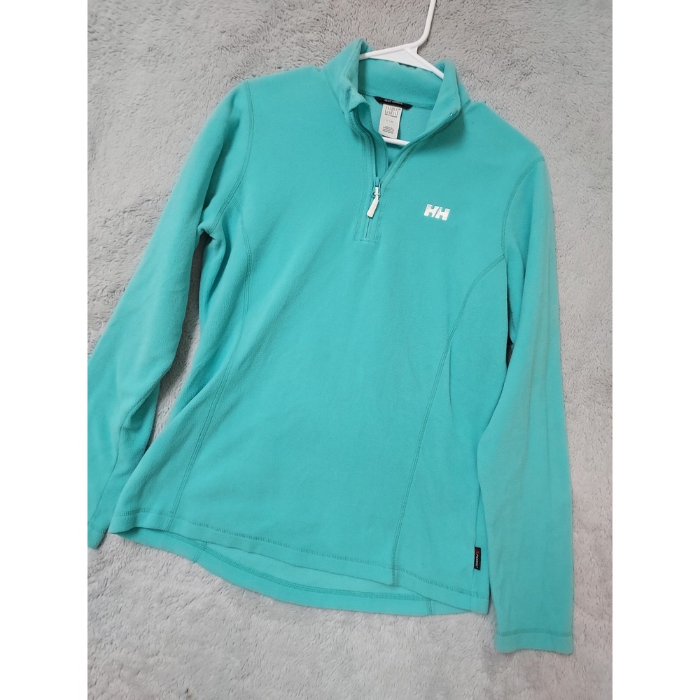 Helly Hansen Sweater Women Large Polartec Fleece Quarter Zip Teal Outdoor Skiing